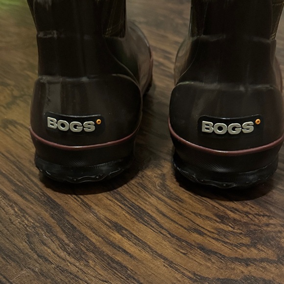 Bogs Dark Brown Plaid Boots with Pink Highlights, Like New, Sz 7 - Picture 4 of 10